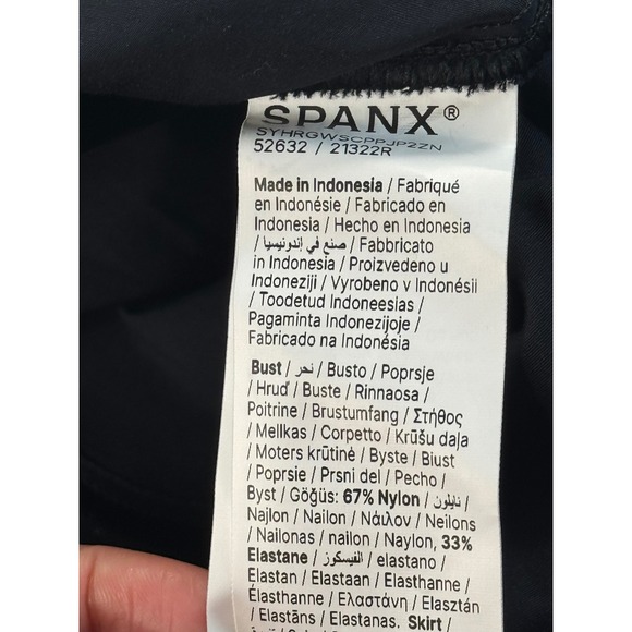 SPANX Black Jersey Bodice Square‎ Neck Midi Dress Comfort Fit Size L - Picture 8 of 13